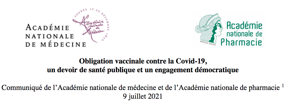 Les Académies nationales de médecine et de pharmacie veulent désormais rendre le vaccin obligatoire pour tous à partir de 12 ans !